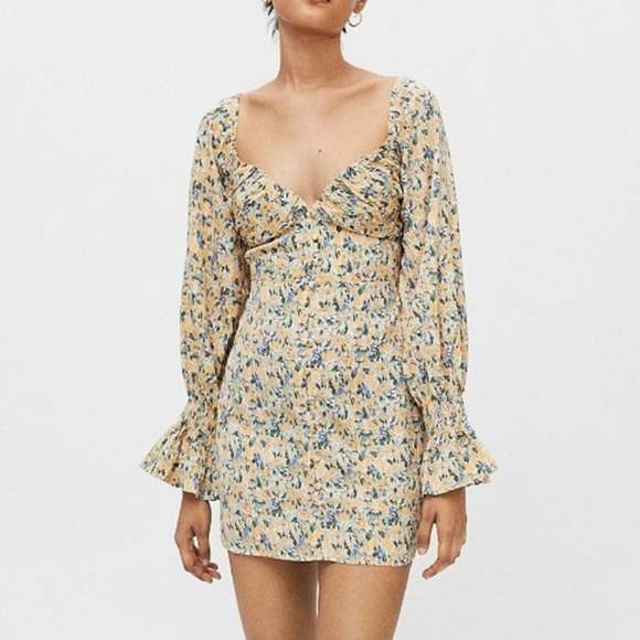 Urban Outfitters Kiss the Sky multi-colored floral Bardot mini dress - Picture 1 of 3